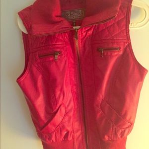 Red leather or pleather vest from Filly flair